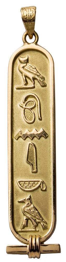 Personalized 14K Gold Solid Cartouche Pendant | Field Museum Store Small (2-3 Symbols)